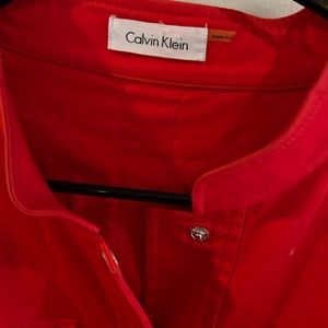 Calvin Klein red shirt midi dress